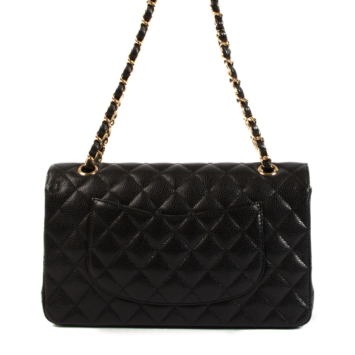 Chanel Black Caviar Leather Medium Classic Flap Bag Labellov