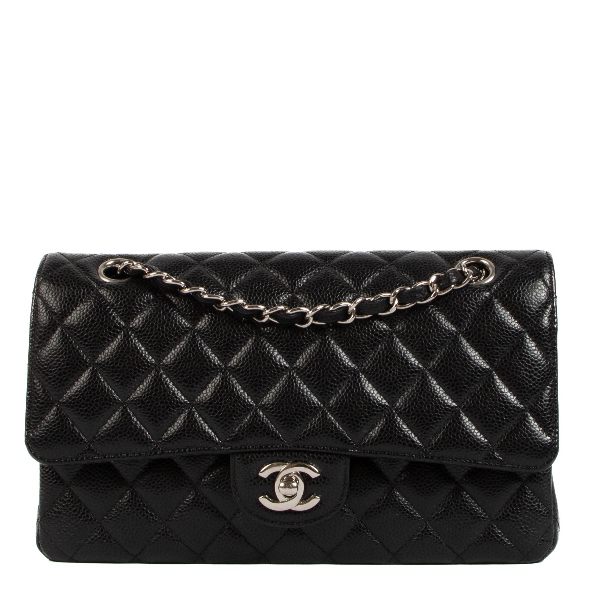 Chanel Black Medium Caviar Leather Classic Flap Bag ○ Labellov ○ Buy and  Sell Authentic Luxury