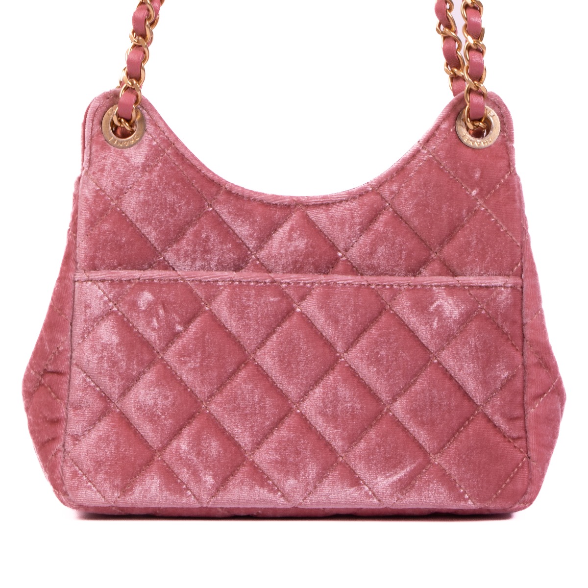 Small hobo bag, Velvet & gold-tone metal, pink — Fashion | CHANEL