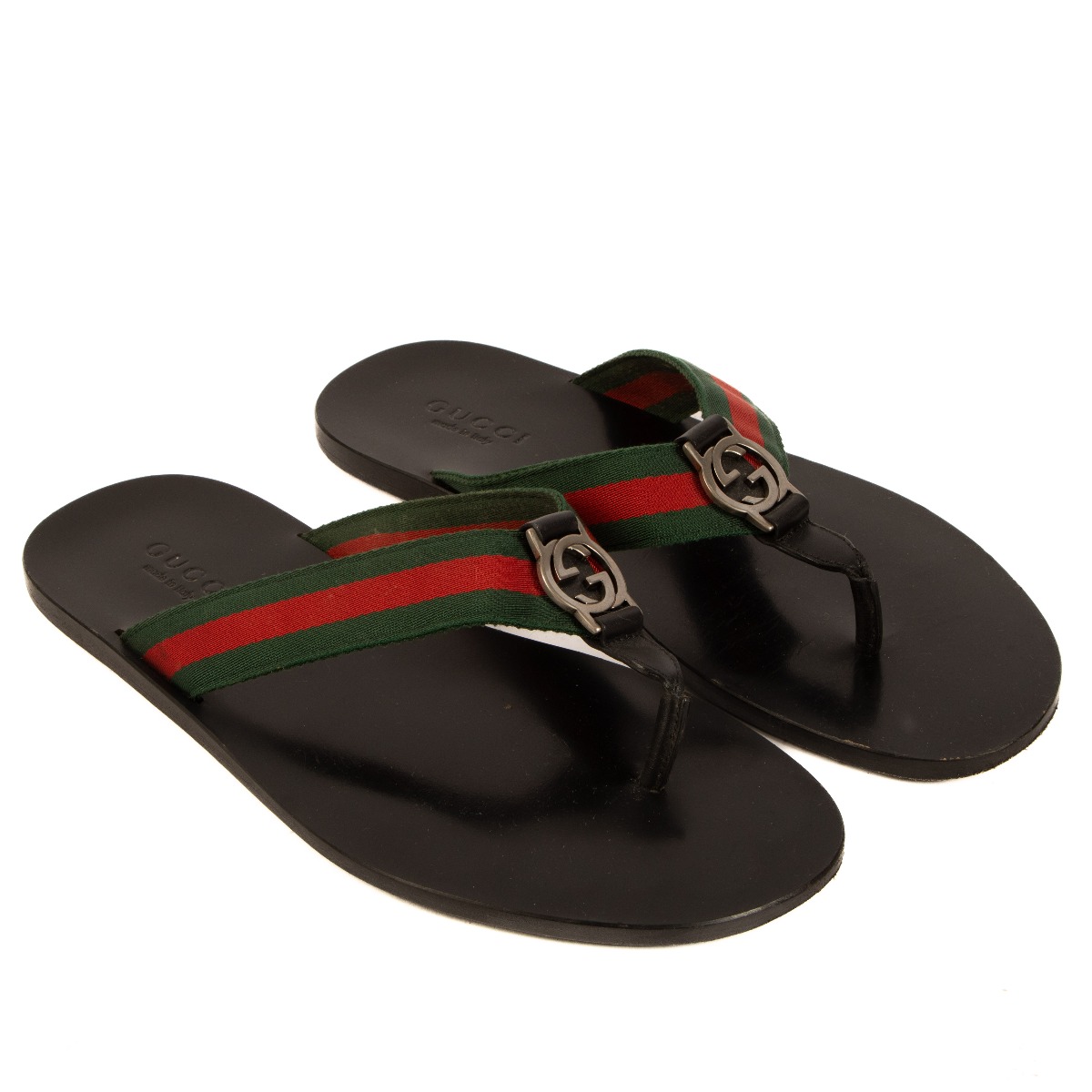 Gucci Black GG Web Thong Slippers Size 43.5 Labellov Buy