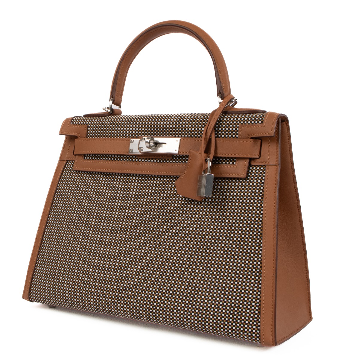 Hermès 2023 Kelly Sellier 28 Toile Quadrille/Swift