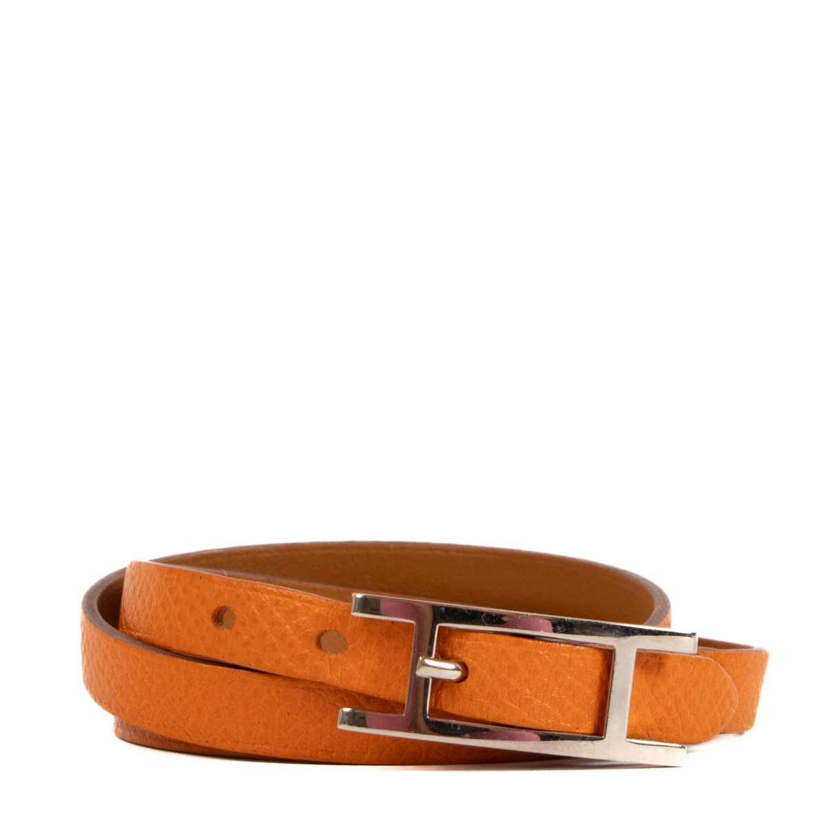Hermes Behapi Double Tour Bracelet Orange Minium Nata Swift Leather –  LuxuryPromise