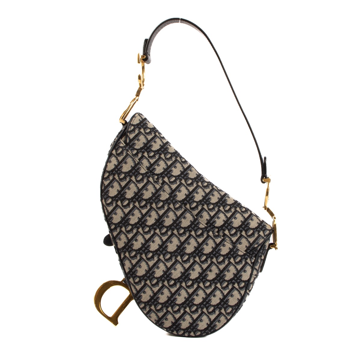 Christian Dior Blue Oblique-jacquard Saddle Bag with Strap