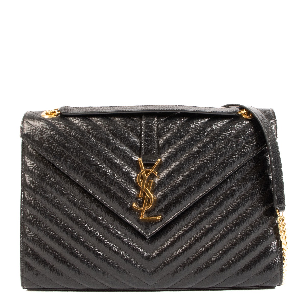 Saint Laurent Black Leather Large Envelope Chain Bag Labellov Buy and Sell Authentic Luxury