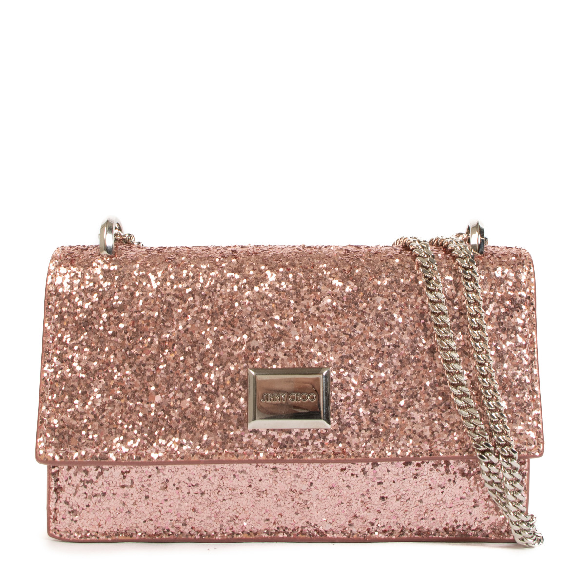 Jimmy Choo Pink Glitter Clutch ○ Labellov ○ Buy and Sell