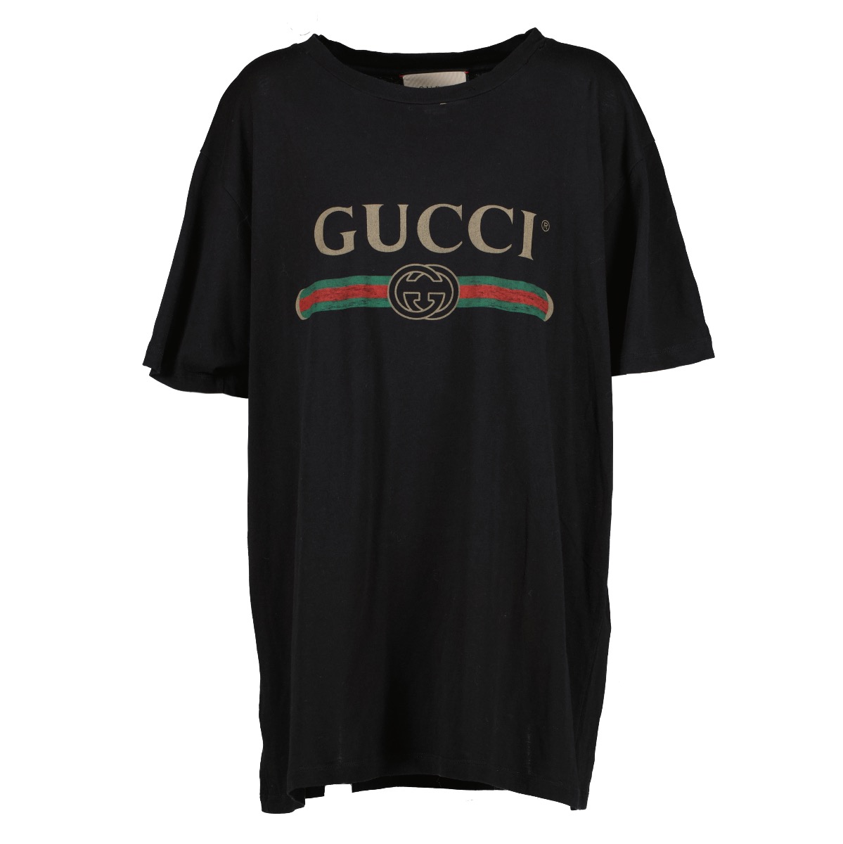 人気スポー新作 Gucci Black Distressed Logo T-shirt - Size L ○ Labellov トップス