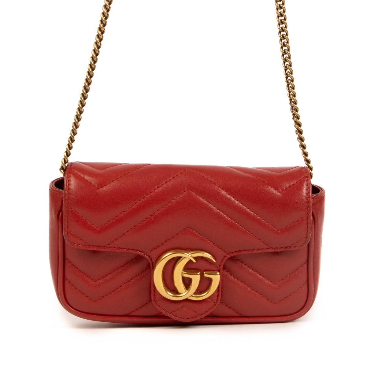 GUCCI☆関税込☆New Marmont GGエンボスレザーサンダル Gucci GG Marmont Leather Wallet On Chain (SHG-35248)