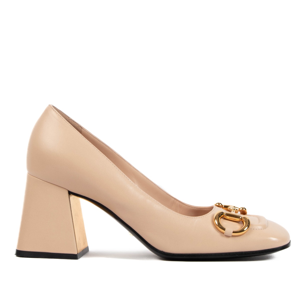 Gucci Beige Horsebit Mid-heel Pumps - Size 38 ○ Labellov