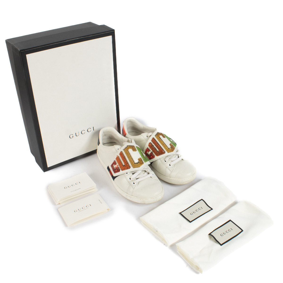 Gucci White & Sequin Sneakers - size 36 ○ Labellov ○ Buy