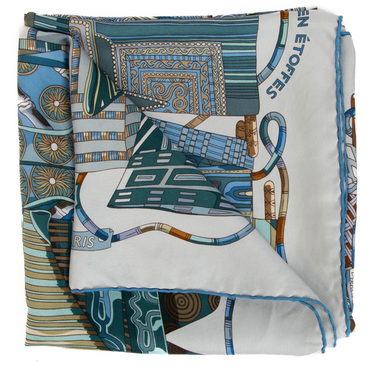 Hermès Blue Voyage en Etoffes Carre 90 Scarf ○ Labellov