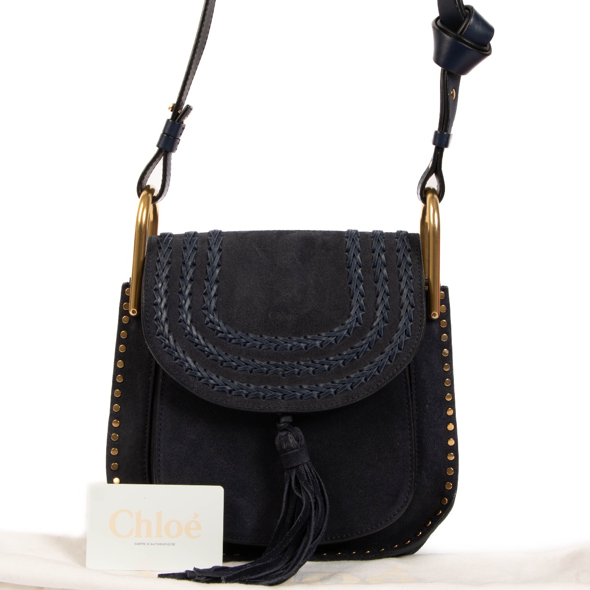 Chloe Hudson Small Blue Suede Crossbody Bag Labellov Buy and Sell Authentic Luxury