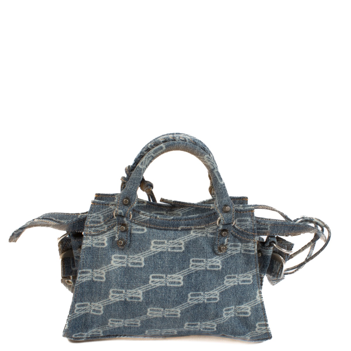 Balenciaga Blue BB Monogram Denim Neo Cagole XS Bag