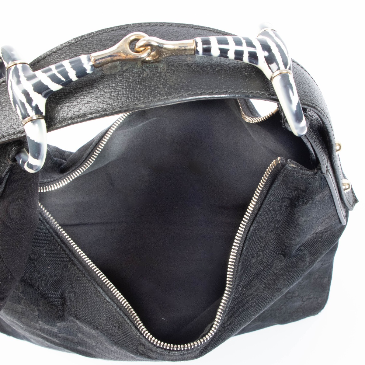 Gucci Black GG Canvas Zebra Horsebit Hobo Bag ○ Labellov ○ Buy