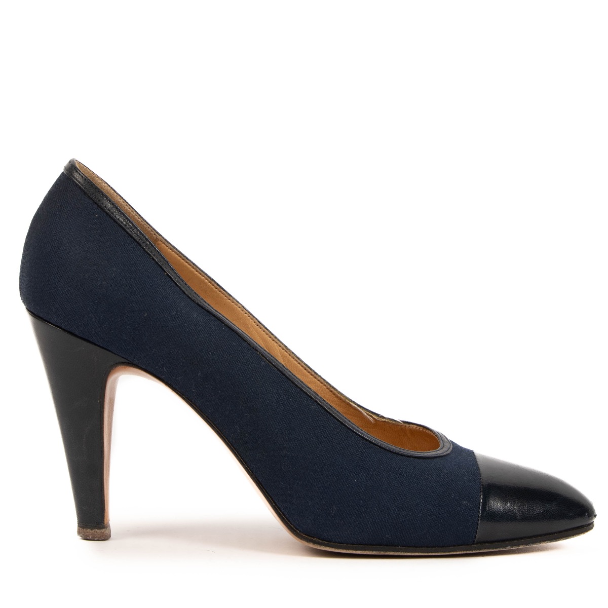 CHANEL パンプス　ネイビー　37C ll09989_chanel_blue_canvas_pum