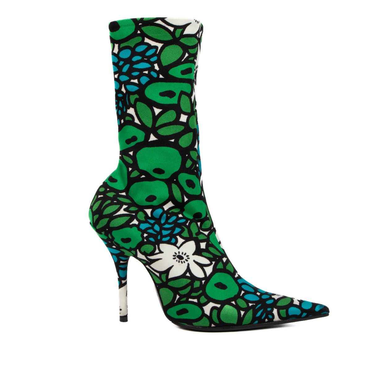Balenciaga Multicolor Floral Print Knife Ankle Boots - Size