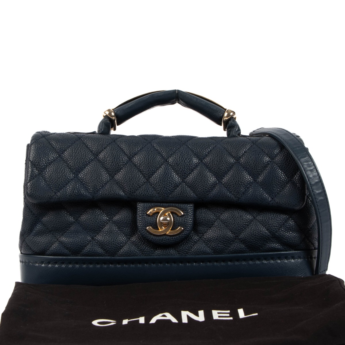 【CHANEL】Chanel flap bag (navy )★シャネル【ランク:A】 ll10109_chanel_blue_top_handle
