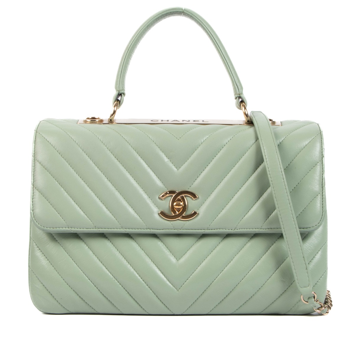 Chanel Mint Green Chevron Trendy CC Bag ○ Labellov ○ Buy