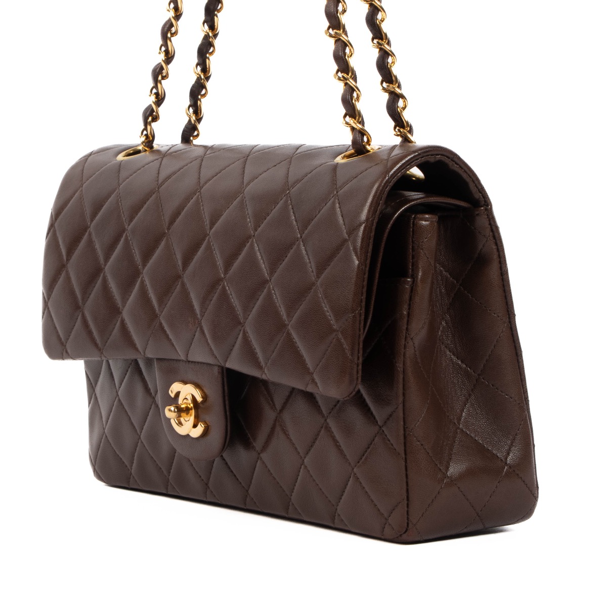 Chanel Vintage Brown Lambskin Medium Classic Flap Bag