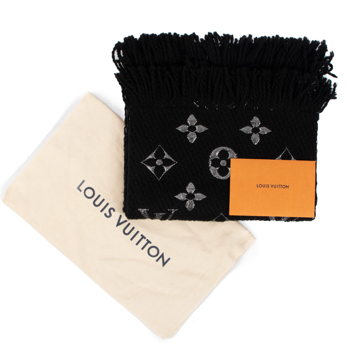 Louis Vuitton Black Metallic Logomania Scarf ○ Labellov