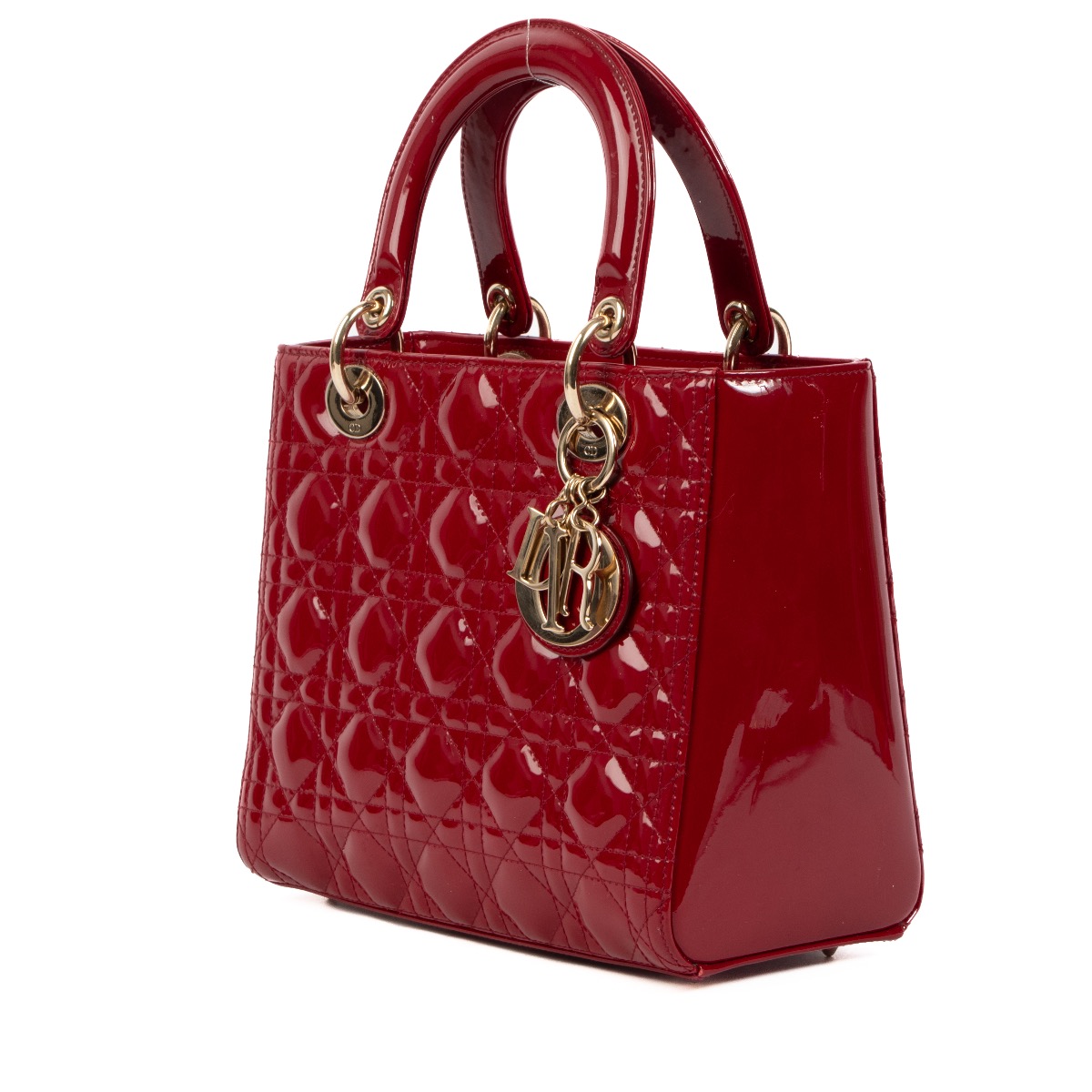 Christian Dior Cherry Patent Leather Medium Lady Dior Bag