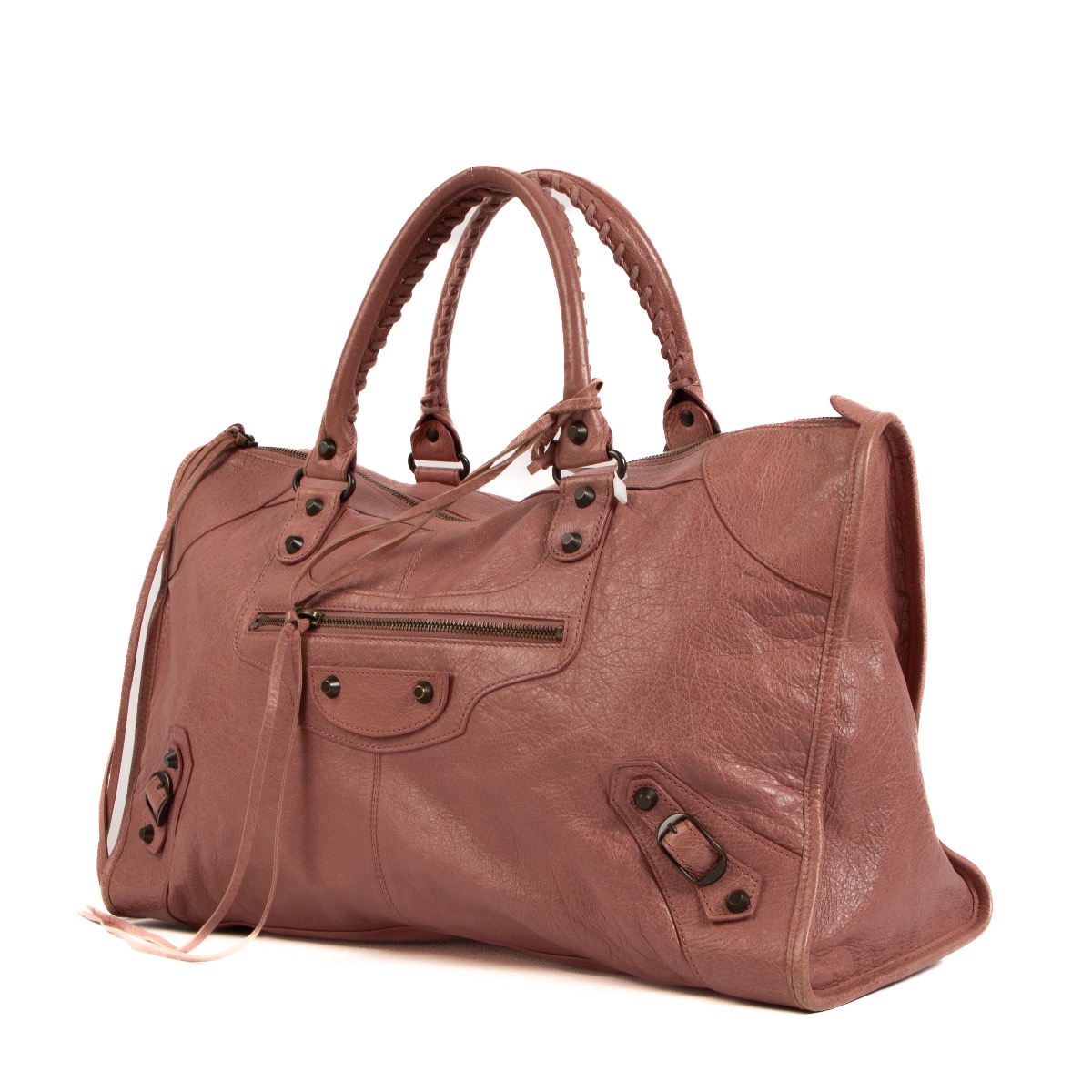 専用　balenciaga wool leather boston bag Balenciaga Black Arena Leather Giant Polly Boston Bag