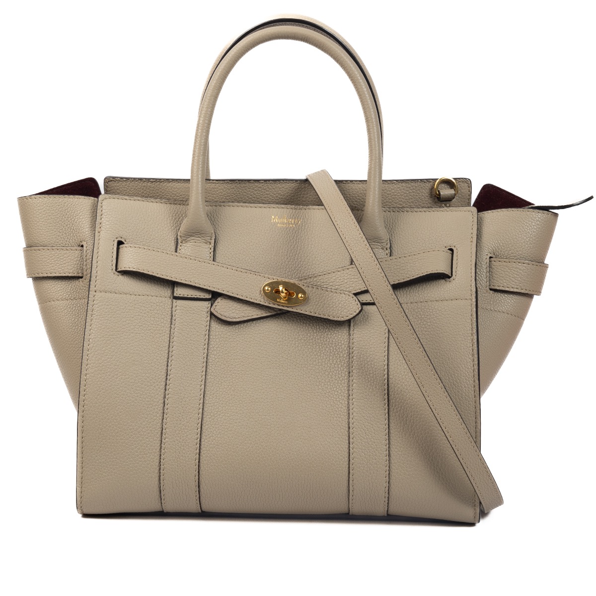 Mulberry Grey Grained Leather Small Zipped Bayswater Bag