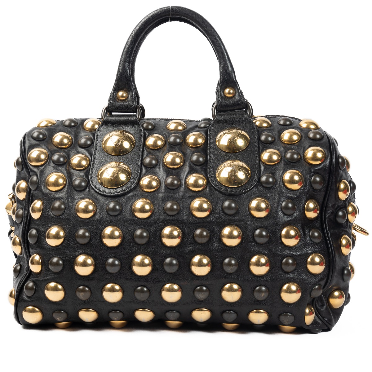 Gucci Black Gold Studded Babushka Boston Bag ○ Labellov