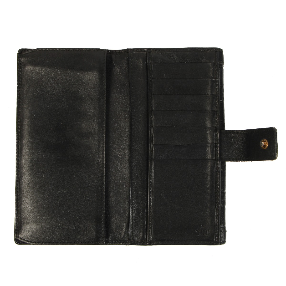 Gucci Black Guccissima Crest Emblem Long Wallet ○ Labellov