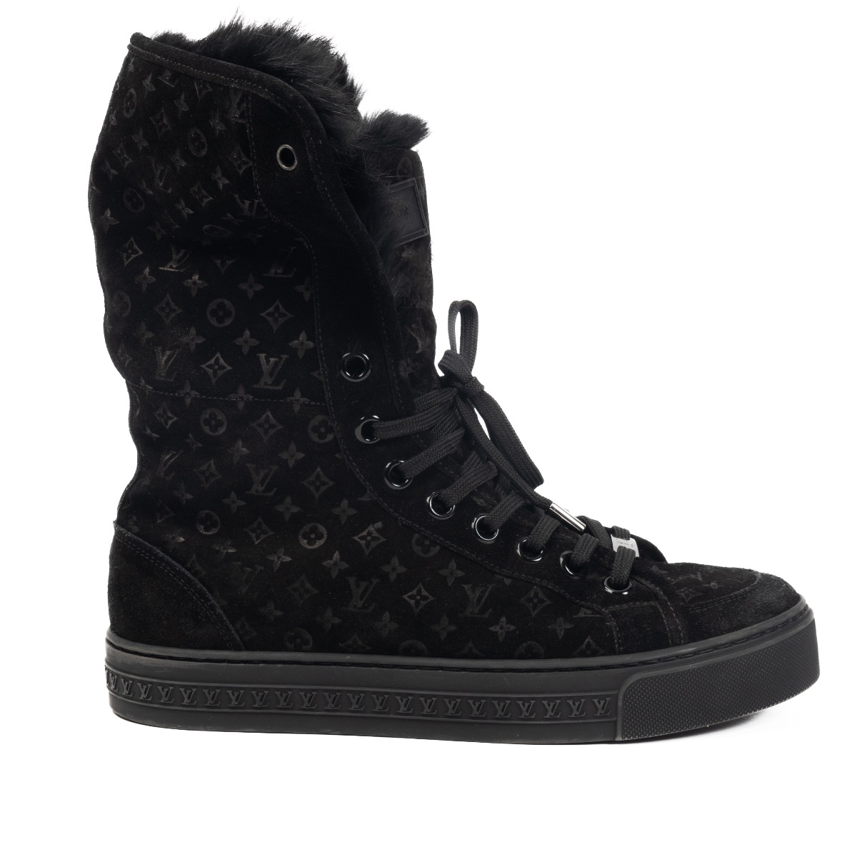 Louis Vuitton Black Monogram Fur Jazzy Sneaker Boots - size 38 ○ Labellov ○  Buy and Sell Authentic Luxury