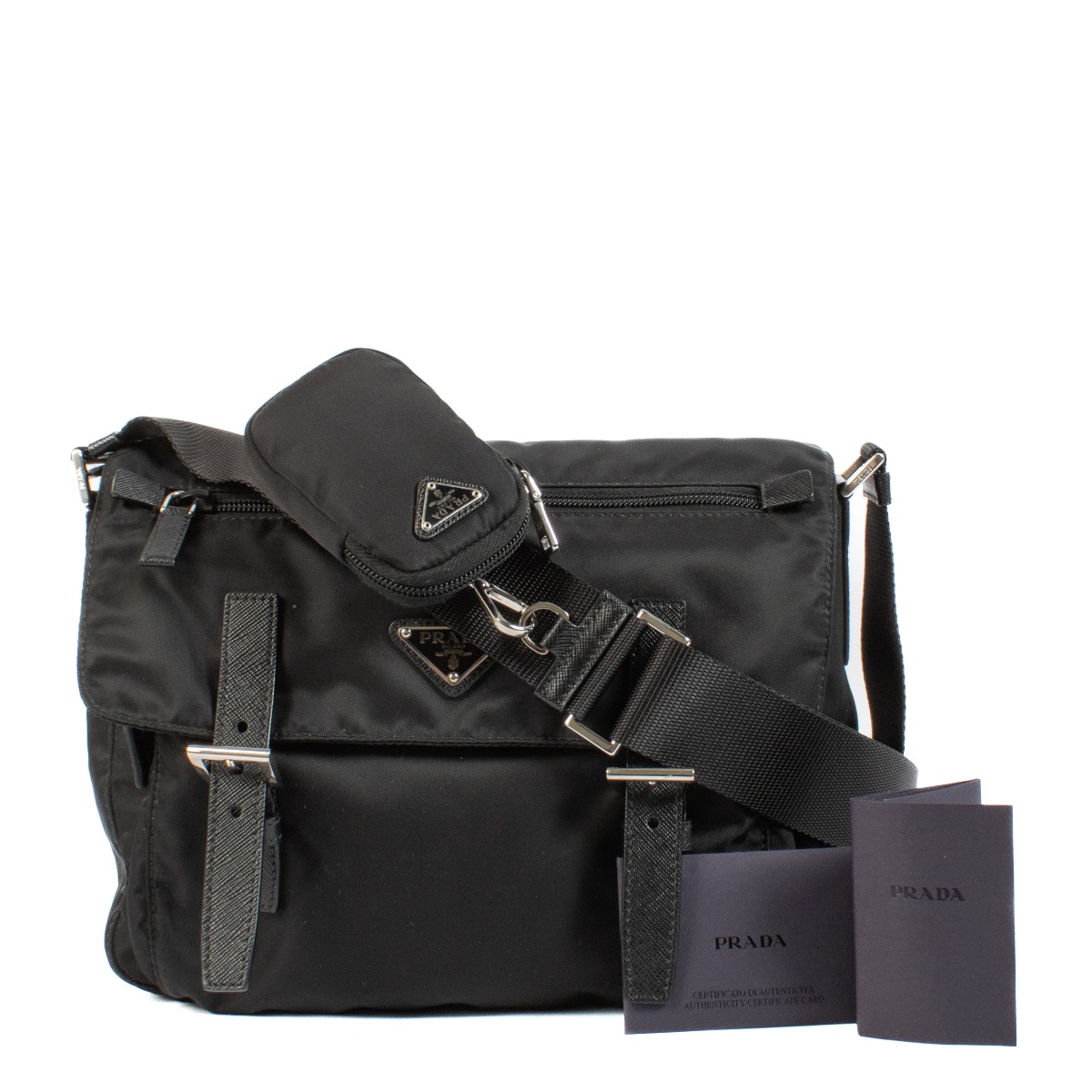 Prada Black Re-Nylon Messenger Bag ○ Labellov ○ Buy and