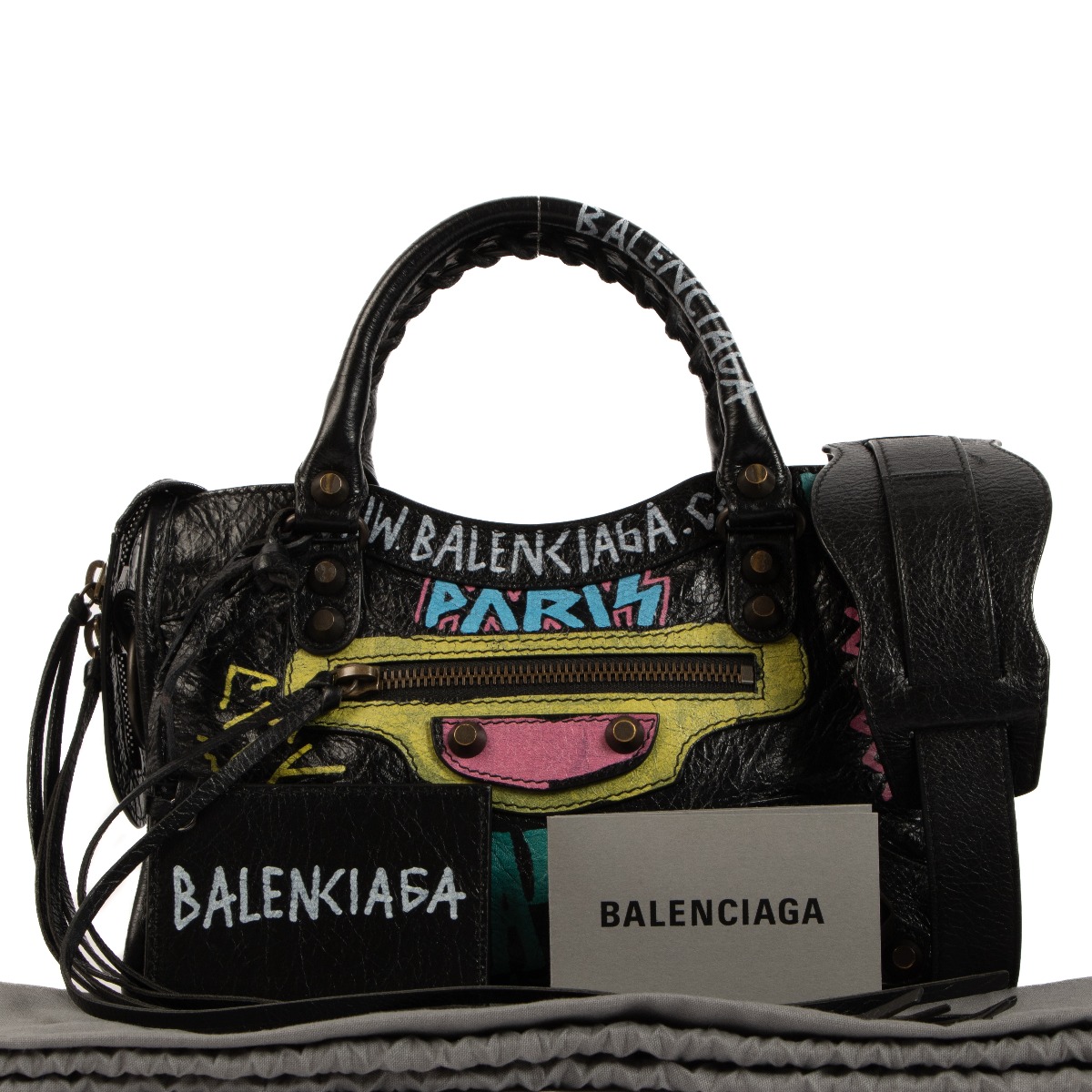 Balenciaga Classic City Mini Graffiti Bag in Black