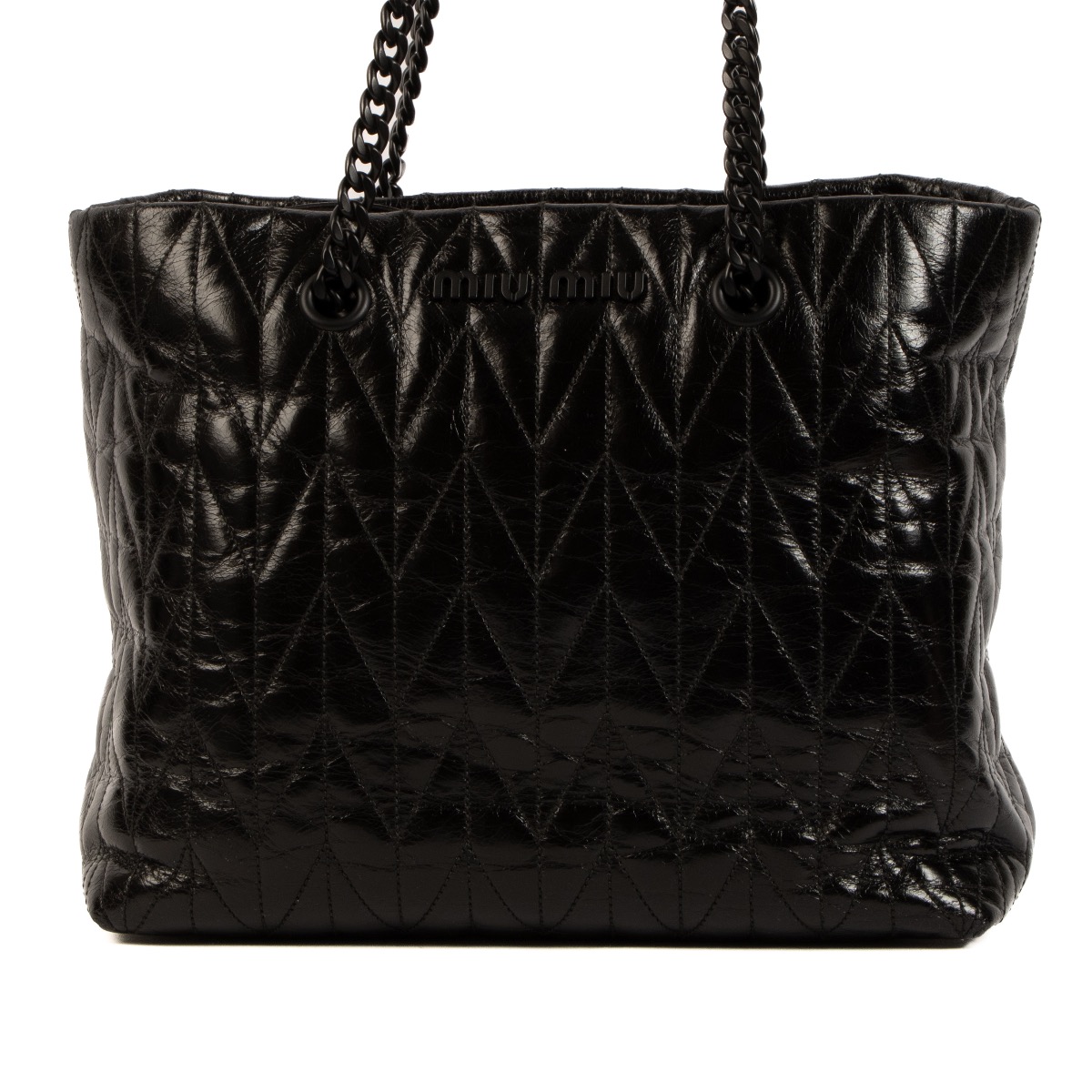 Black shiny shop tote bag