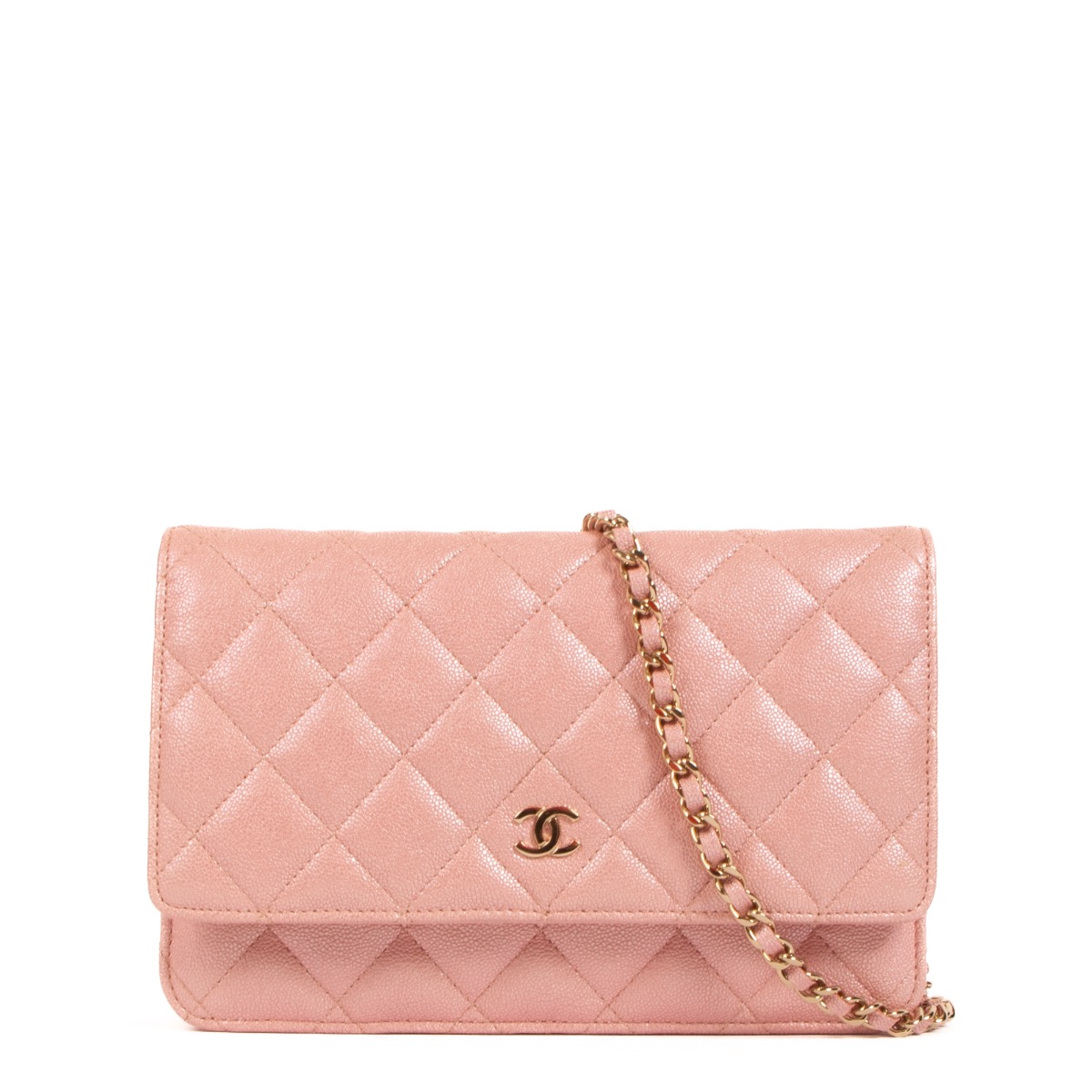 Chanel iridescent pink wallet on chain 2025
