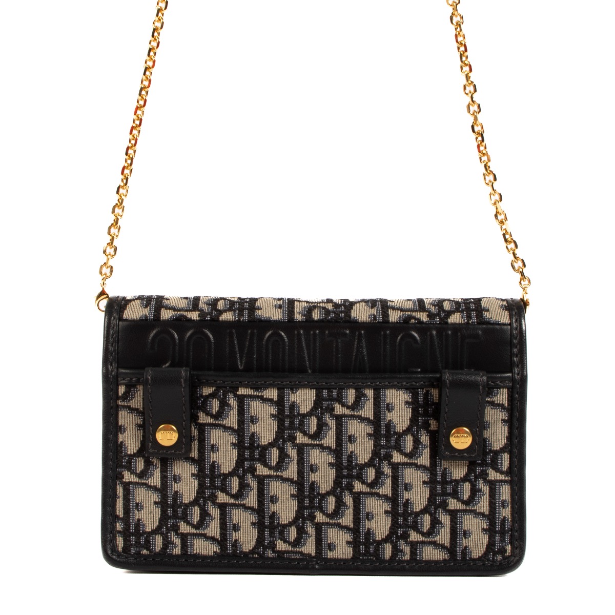 100％本物 Dior Christian Blue Pochette Montaigne 30 Oblique その他
