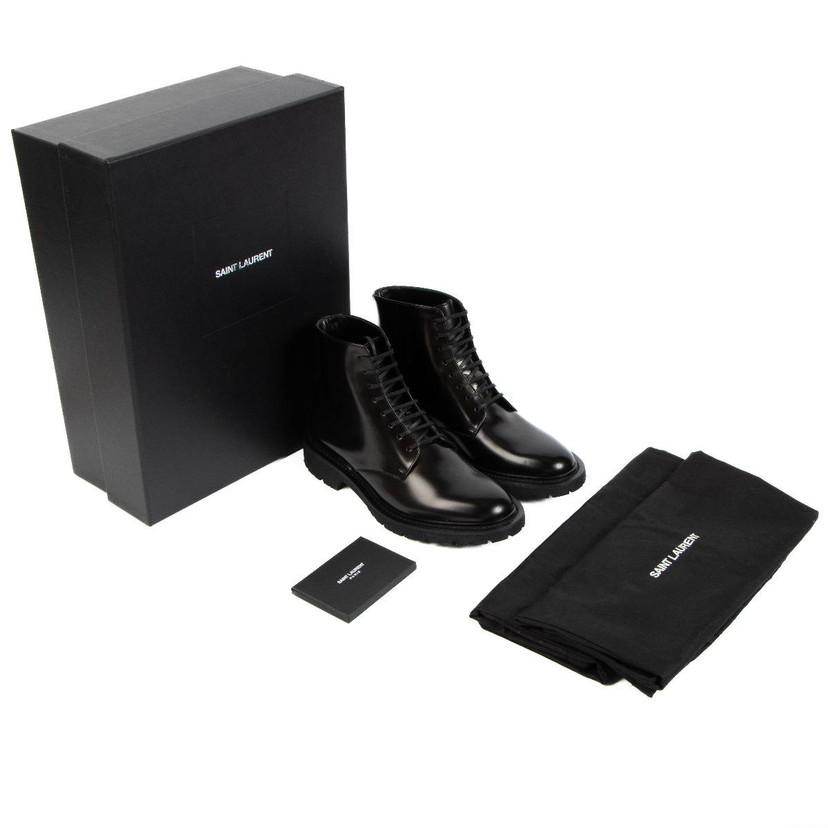 Saint Laurent Black Army Lace-up Boots - size 36 ○ Labellov