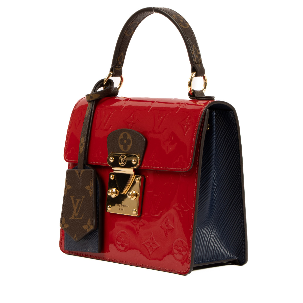 Red Patent, Navy Epi and Monogram Coated Canvas Spring Street Gold Hardware