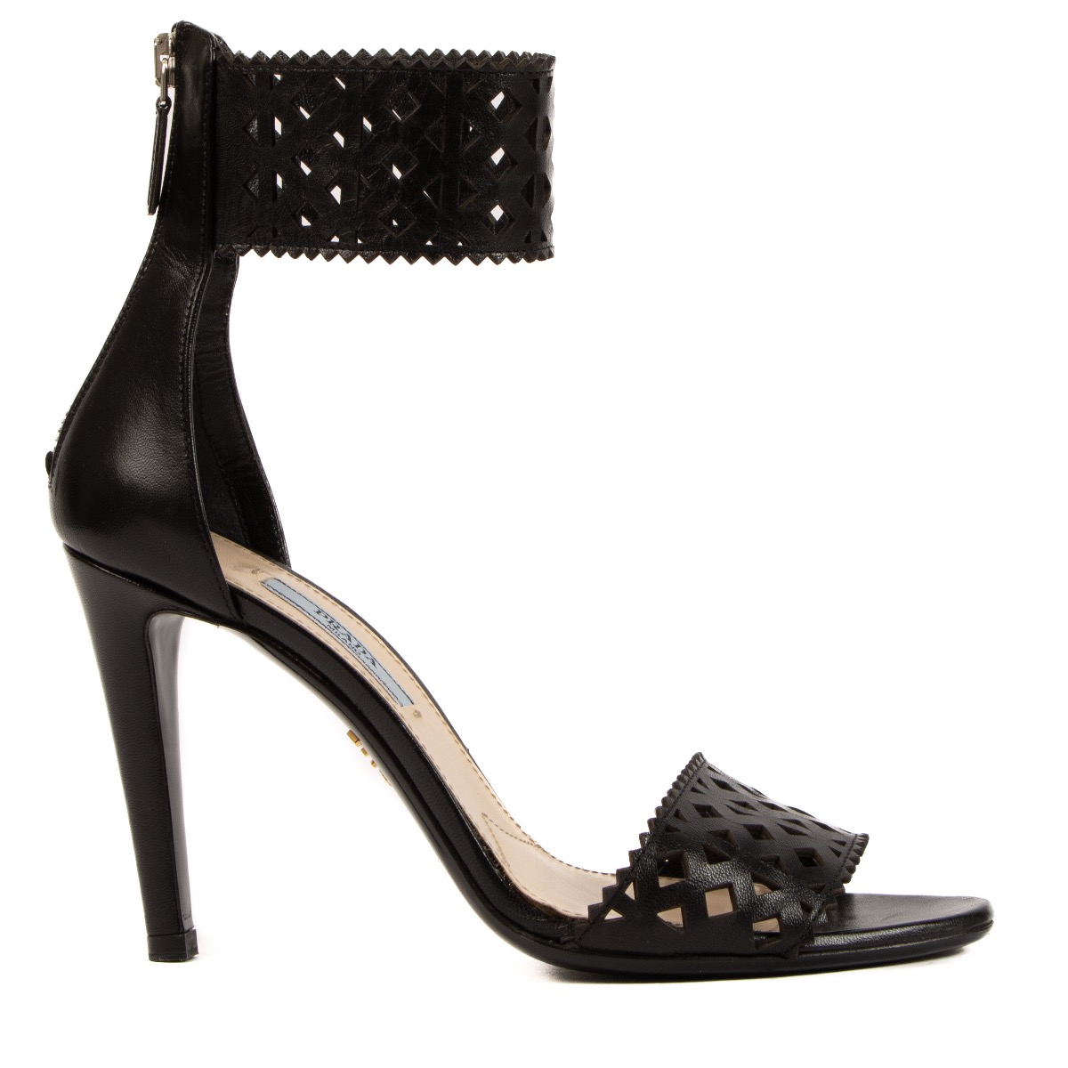 Prada Butterfly Heels Sz 38.5 / 8.5 Stacked Heel Sandals