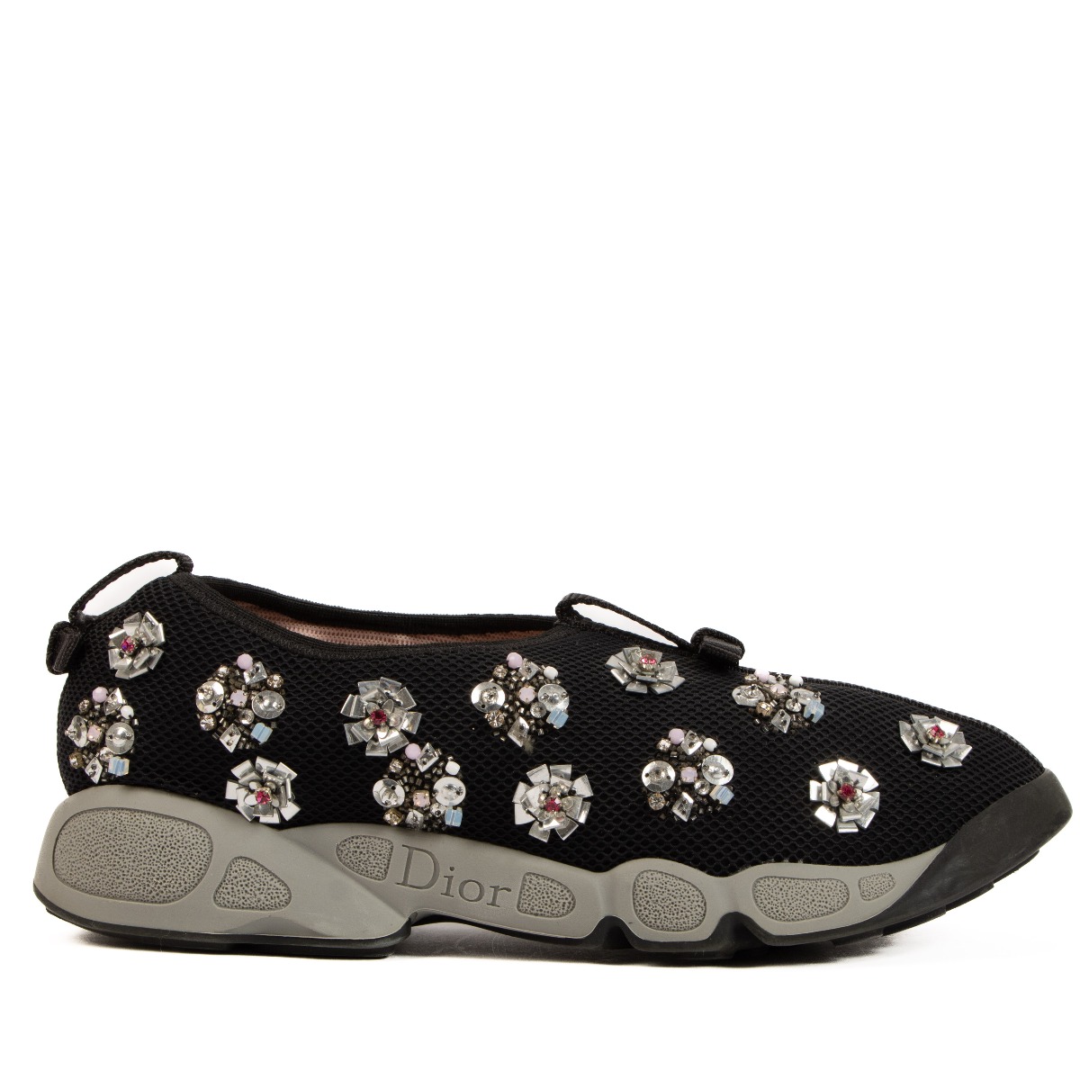 Christian Dior Black Fusion Floral Sneakers Size 38.5