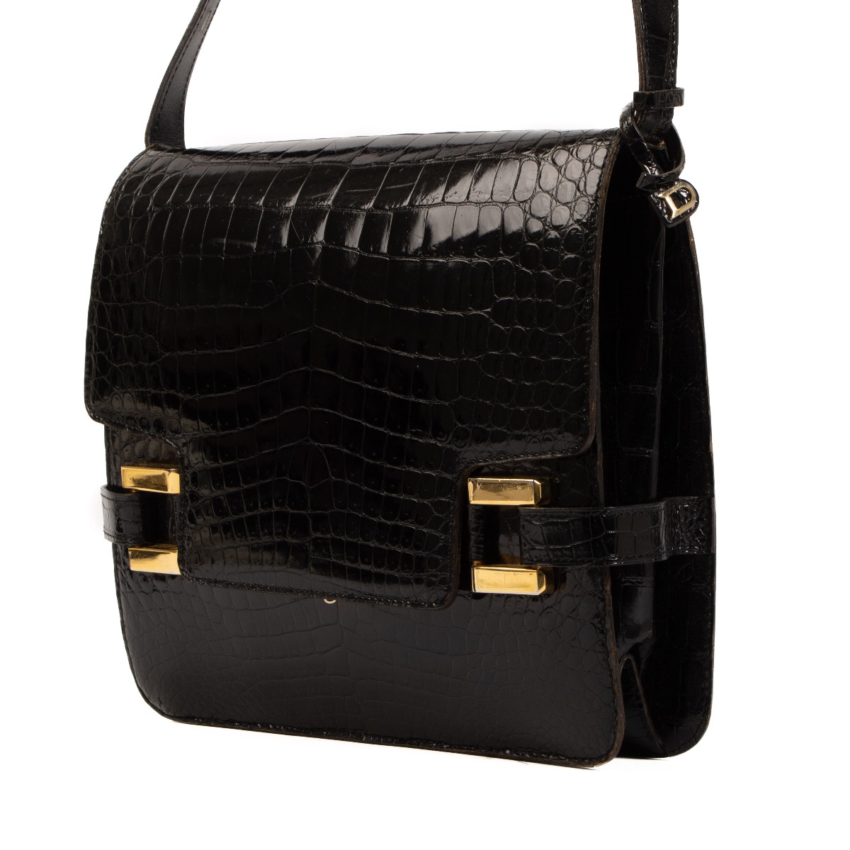 Black croc clearance shoulder bag