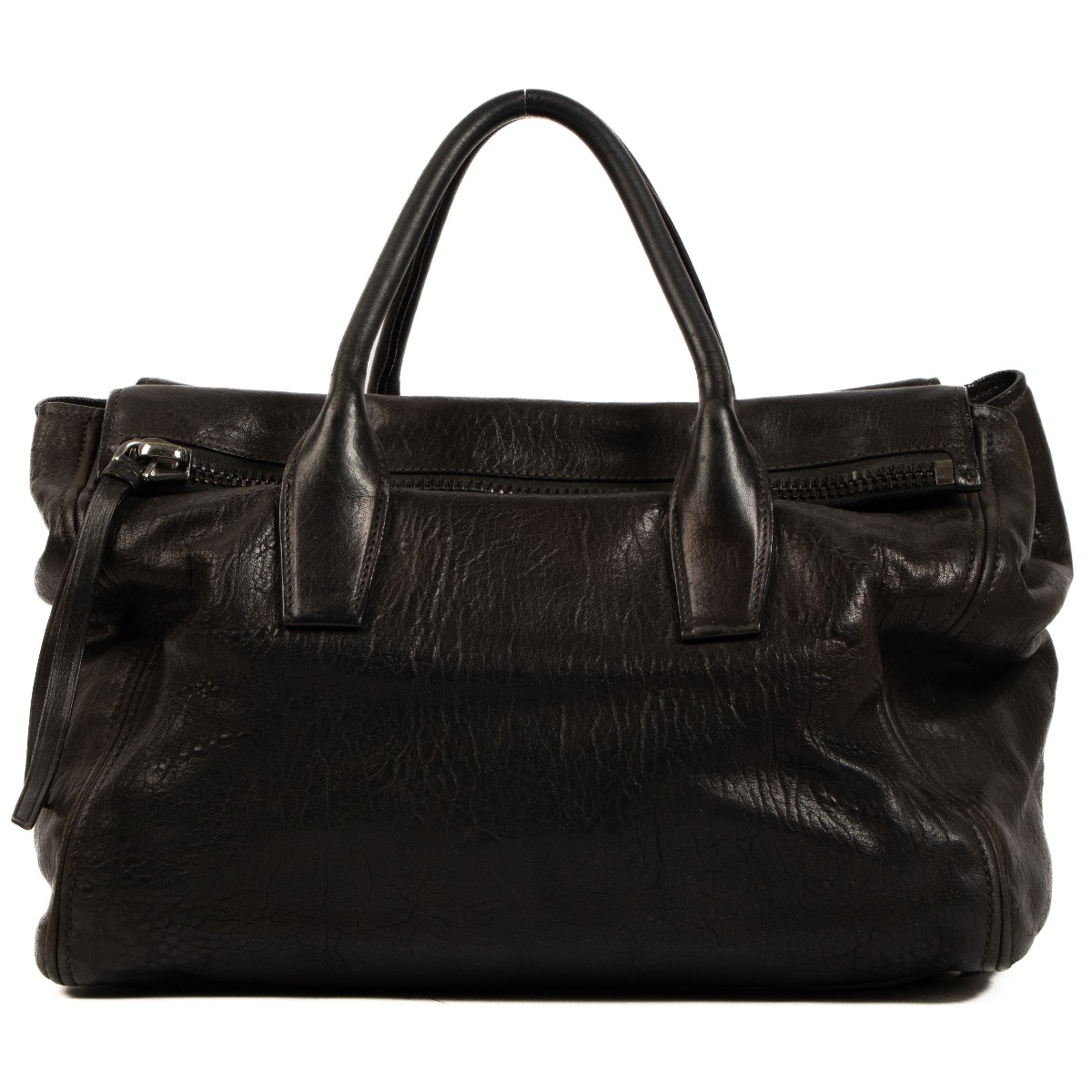 Miu Miu Black Grainy Leather Zip Tote Bag ○ Labellov ○ Buy