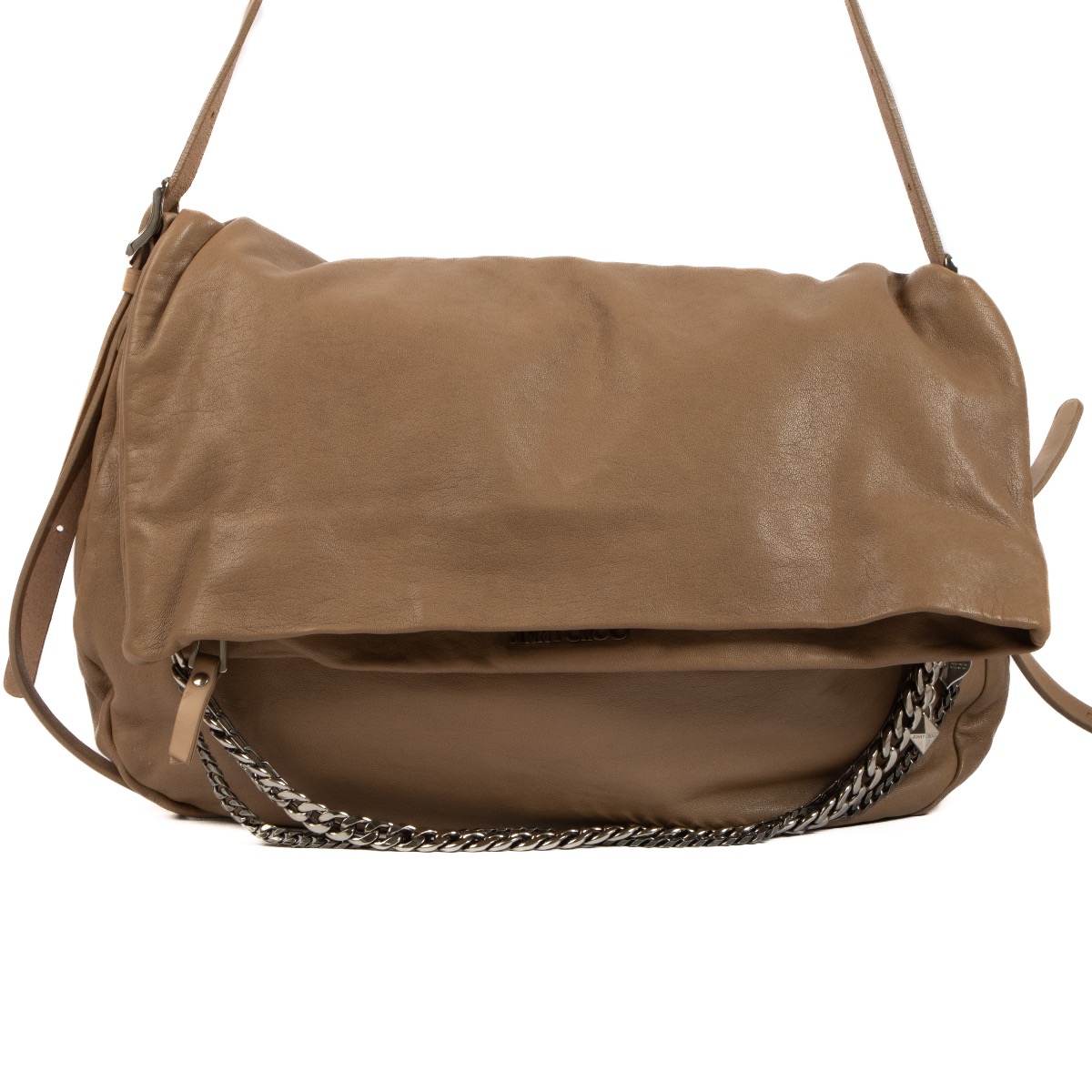 Jimmy Choo Beige Leather Biker Shoulder Bag Labellov Buy and Sell Authentic Luxury