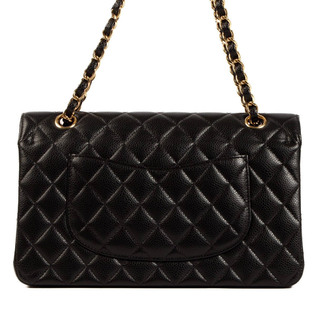 Chanel Black Caviar Leather Medium Classic Flap Bag Labellov