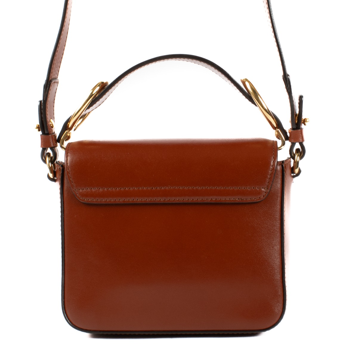 Chloé Small Tess Bag in Shiny & Suede Leather in Sepia brown