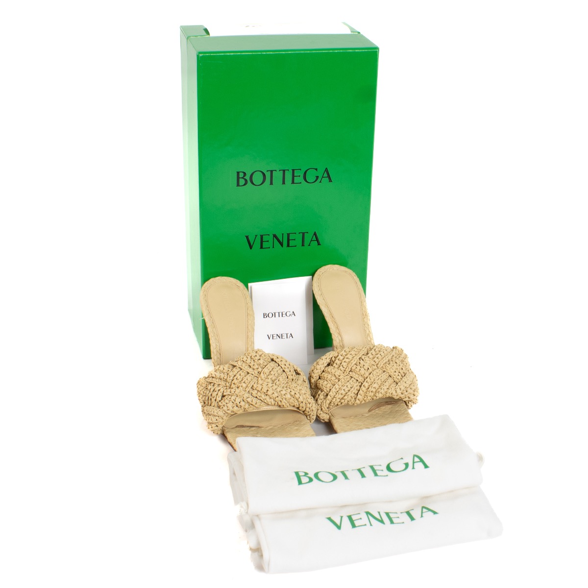 Bottega Veneta Beige Raffia Lido Mules - size 37,5