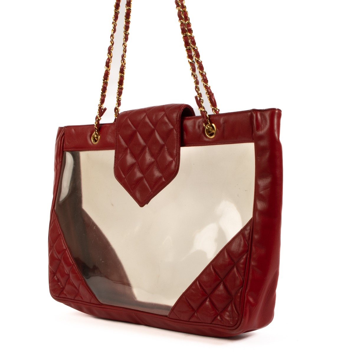 Red chanel tote sales