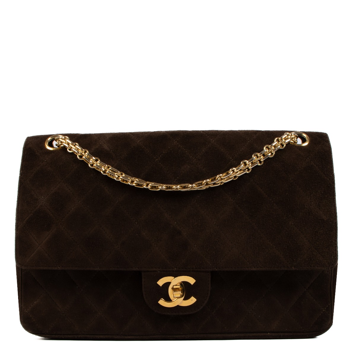 Vintage Chanel Maxi Chanel Purse Used Chanel Vintage Brown Suede