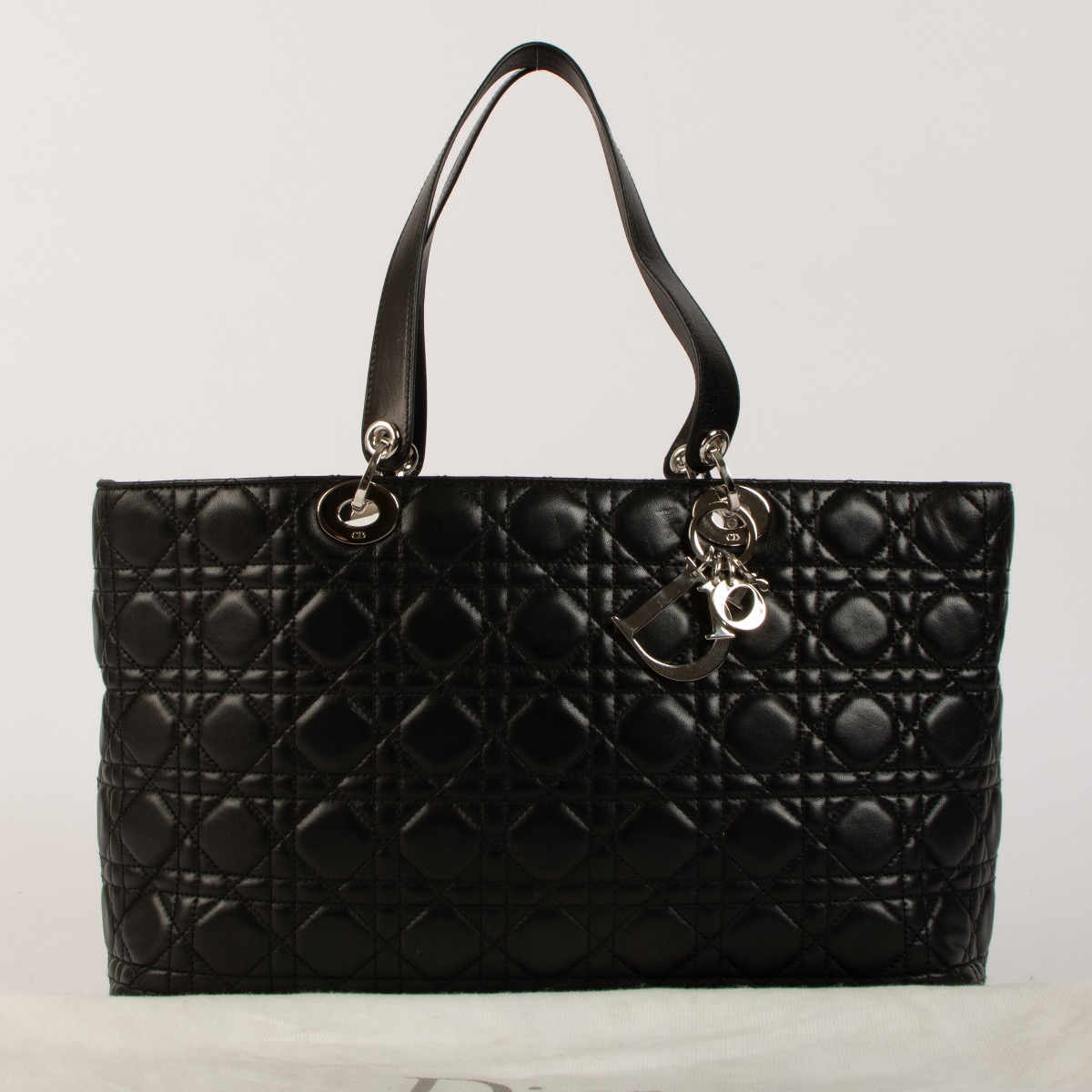 Christian Dior Black Lambskin Cannage Lady Dior Tote Bag Labellov Buy and Sell Authentic Luxury
