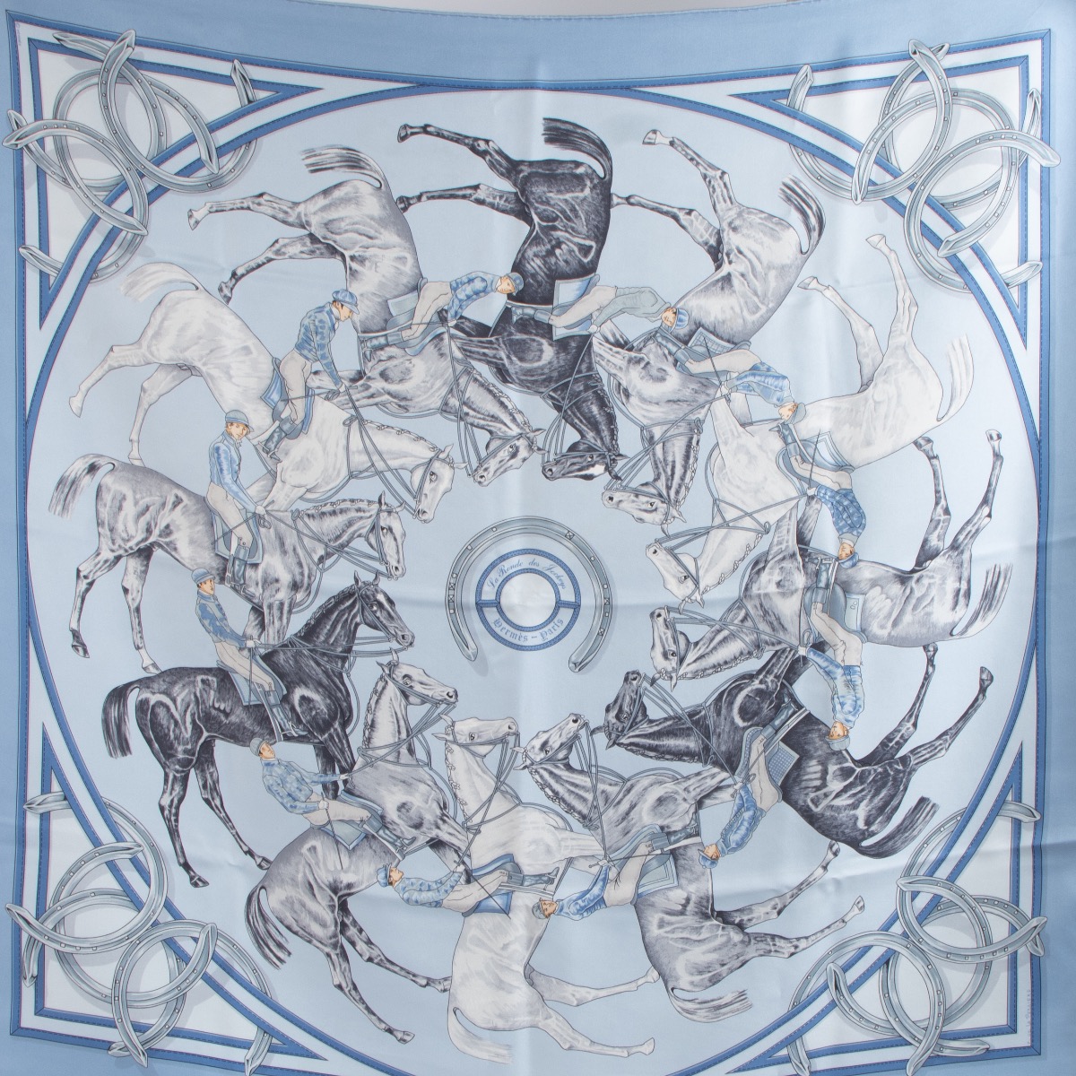 Hermès Multicolor La Ronde des Jockeys Silk 90 Scarf