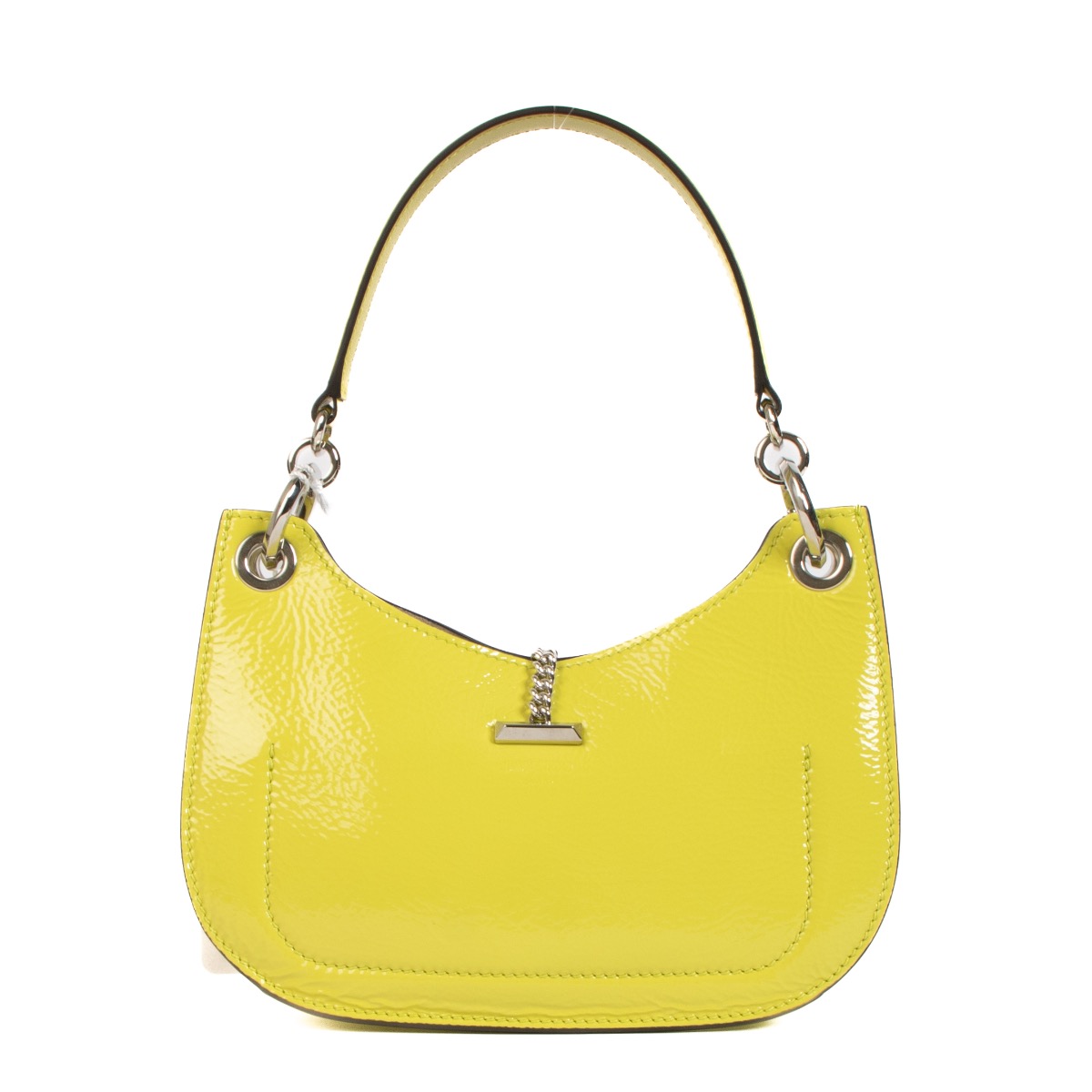 Jimmy Choo Lime Patent Textured Leather Varenne Small Hobo