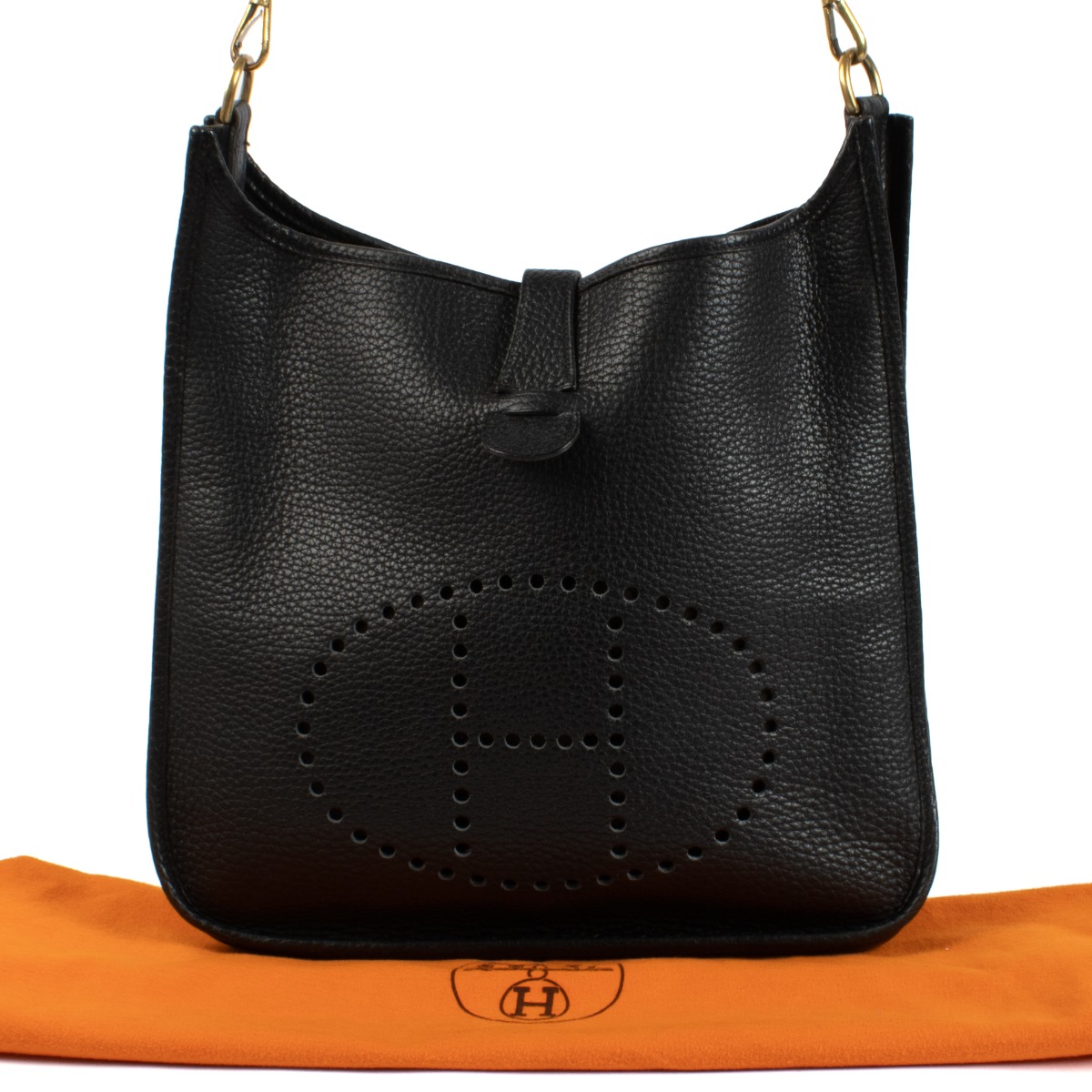 Hermès Vintage Evelyne 33 Black Taurillon Clemence GHW